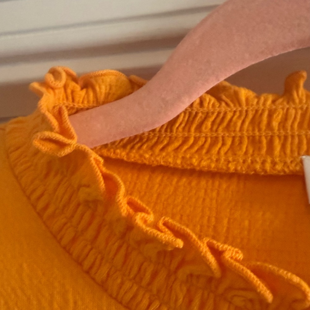 J Crew Women Long Sleeve Ruffle Neck Top Shirt Size XLarge Marigold - Picture 3 of 5